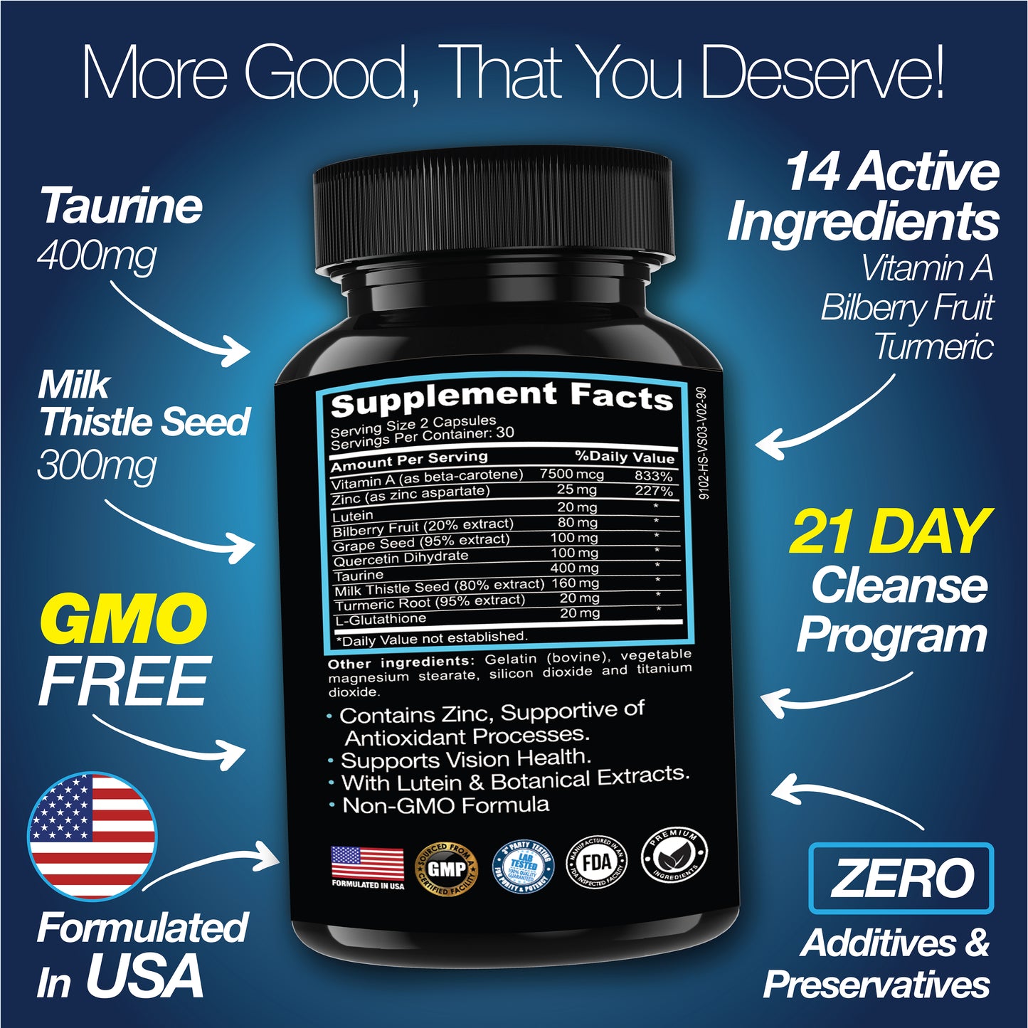 Eye Health & Vision Vitamins Supplement 60 Capsules